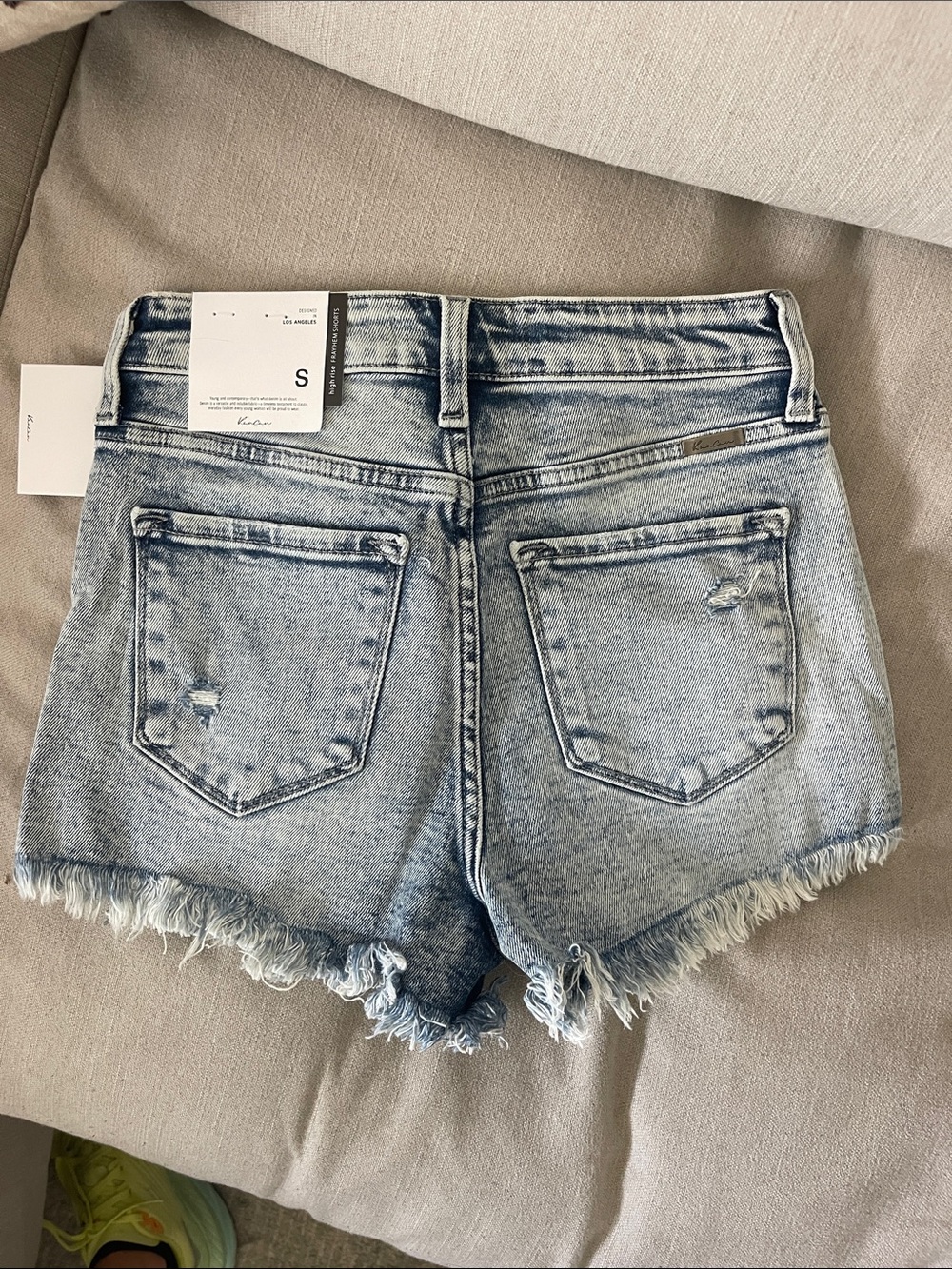 KanCan Acid Wash Distressed Jean Shorts - Light Denim - Picture 2 of 2